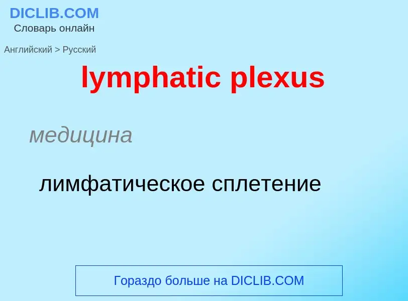 Как переводится lymphatic plexus на Русский язык