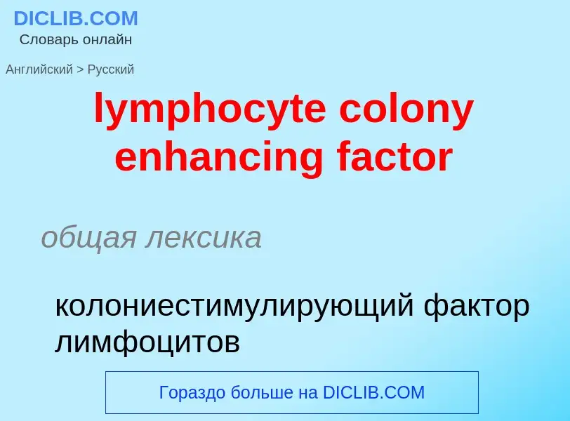 Как переводится lymphocyte colony enhancing factor на Русский язык