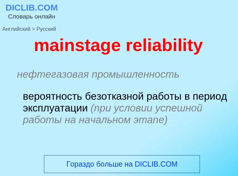 Traduzione di &#39mainstage reliability&#39 in Russo