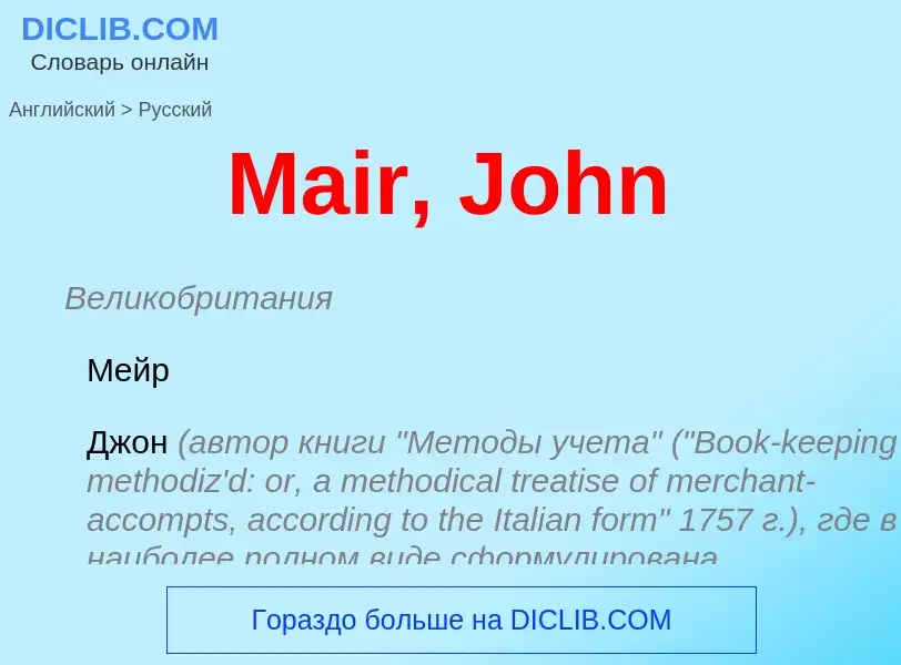 What is the Russian for Mair, John? Translation of &#39Mair, John&#39 to Russian