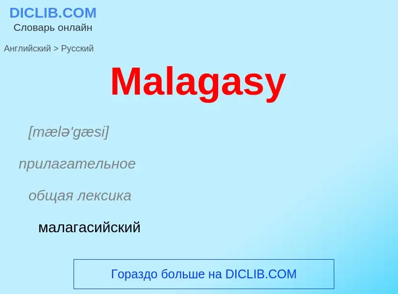 What is the Russian for Malagasy? Translation of &#39Malagasy&#39 to Russian