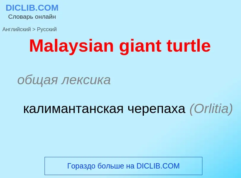 Как переводится Malaysian giant turtle на Русский язык