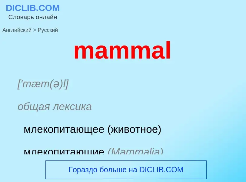 ¿Cómo se dice mammal en Ruso? Traducción de &#39mammal&#39 al Ruso