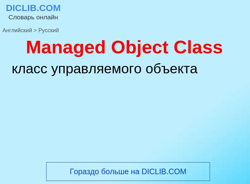 What is the Russian for Managed Object Class? Translation of &#39Managed Object Class&#39 to Russian