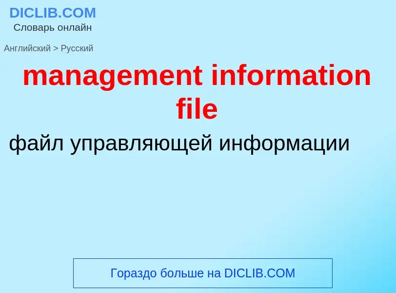 Как переводится management information file на Русский язык