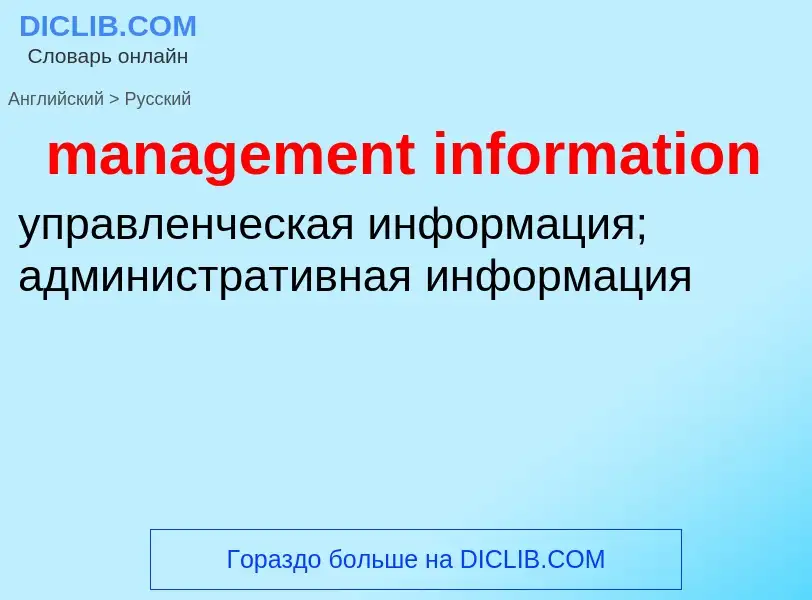 Как переводится management information на Русский язык