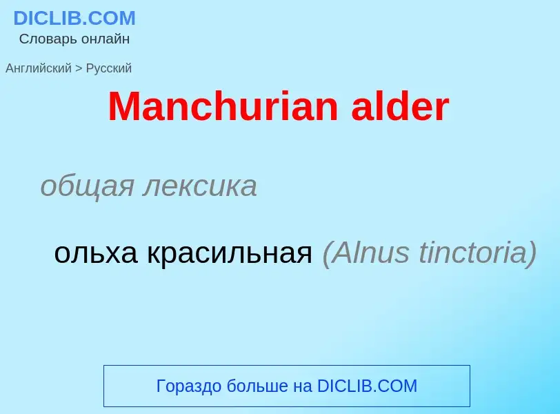 What is the Russian for Manchurian alder? Translation of &#39Manchurian alder&#39 to Russian