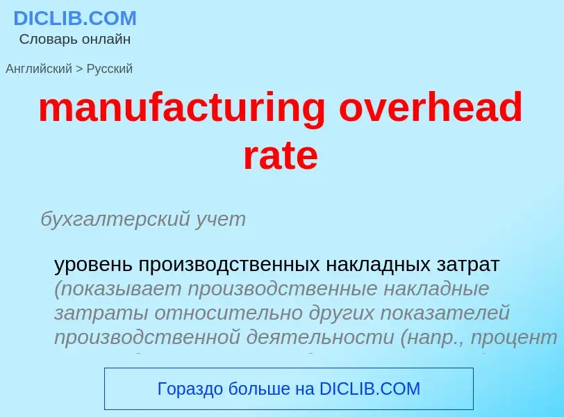 Vertaling van &#39manufacturing overhead rate&#39 naar Russisch