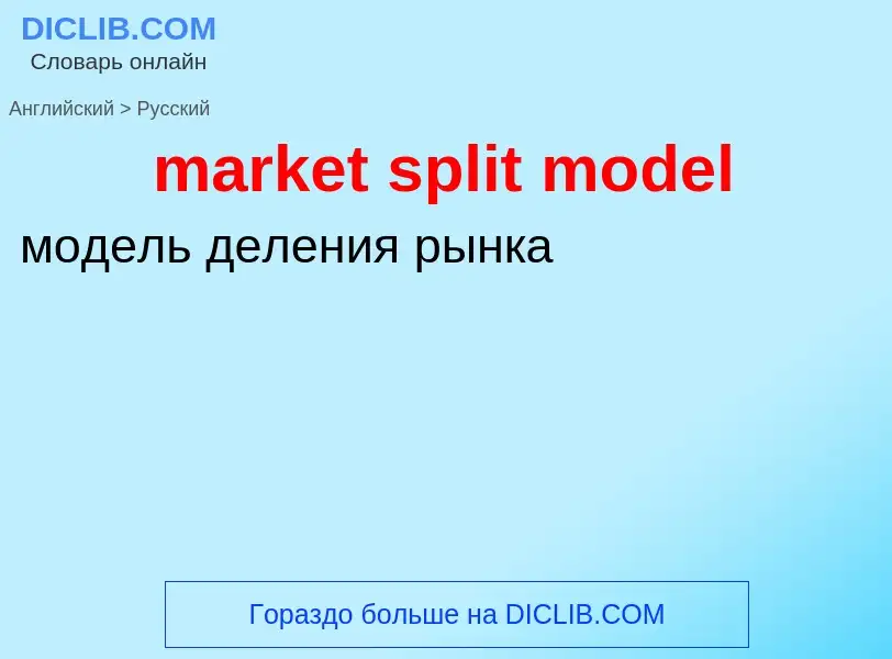 Как переводится market split model на Русский язык