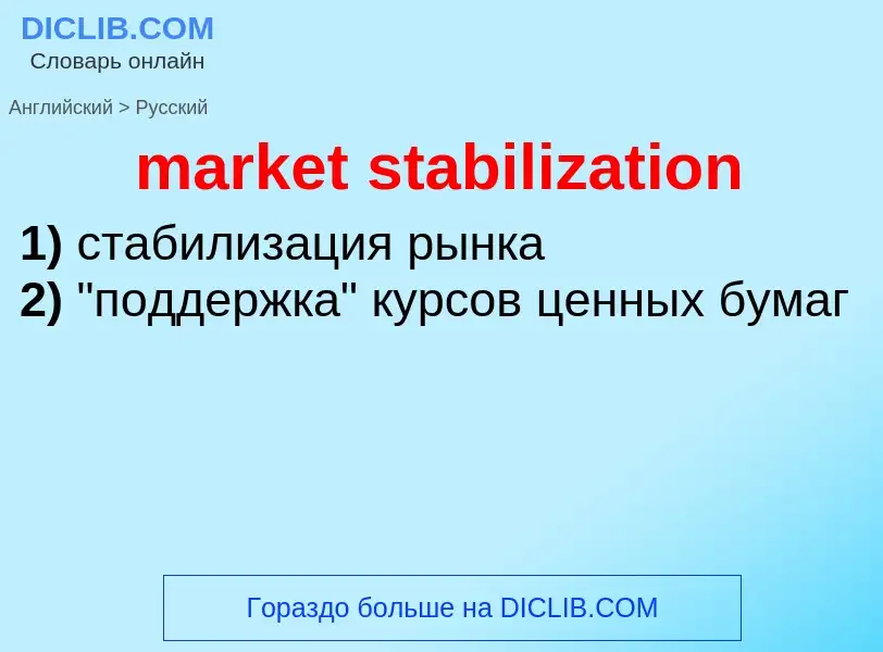 Как переводится market stabilization на Русский язык