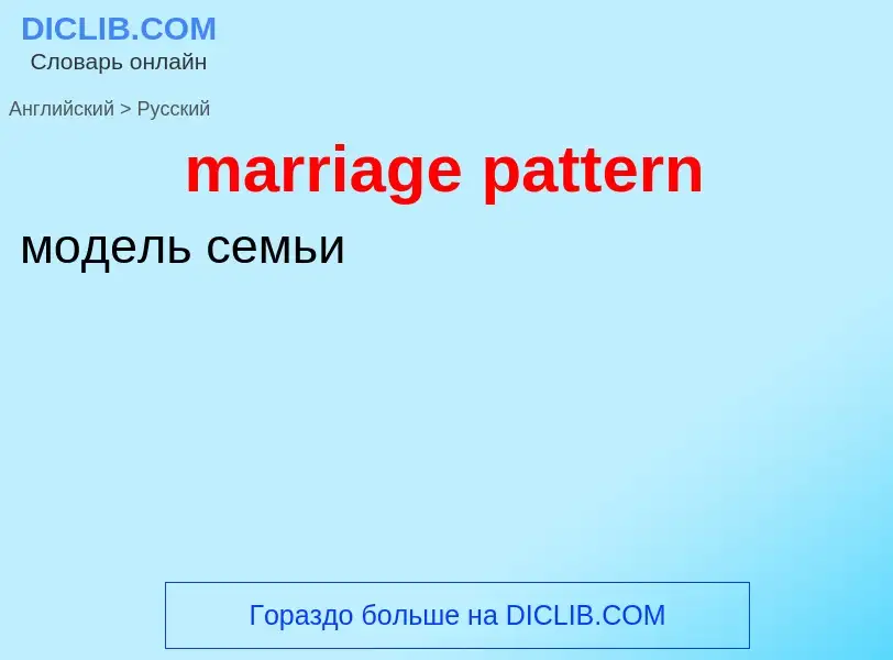 What is the Russian for marriage pattern? Translation of &#39marriage pattern&#39 to Russian