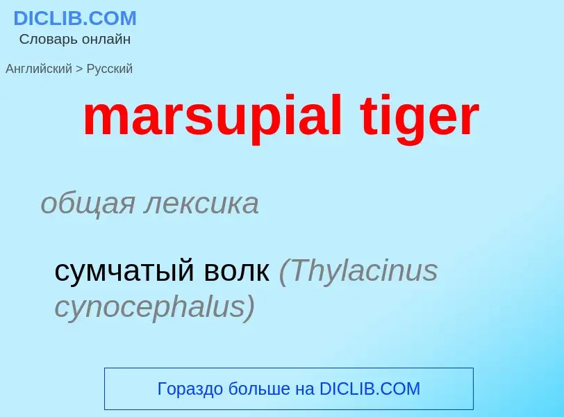 Como se diz marsupial tiger em Russo? Tradução de &#39marsupial tiger&#39 em Russo