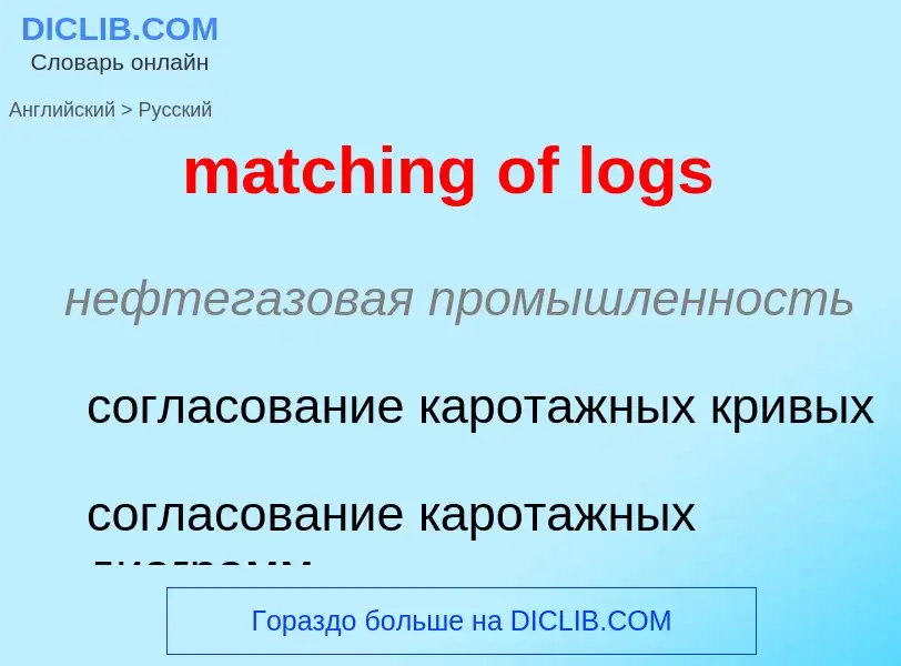 Как переводится matching of logs на Русский язык