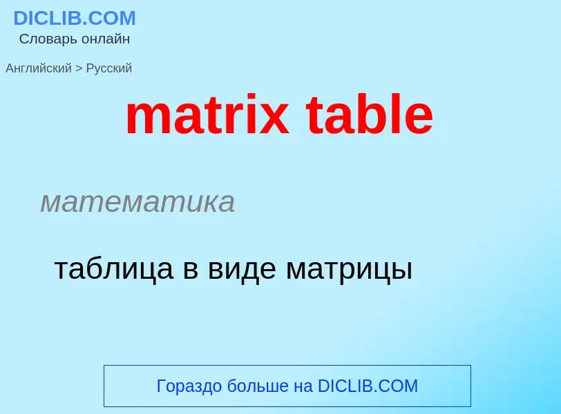 Как переводится matrix table на Русский язык