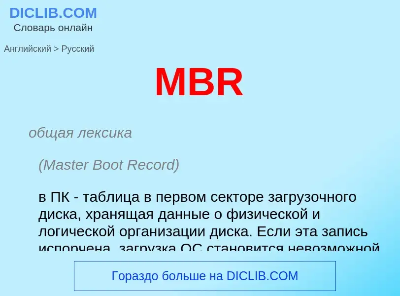 Как переводится MBR на Русский язык