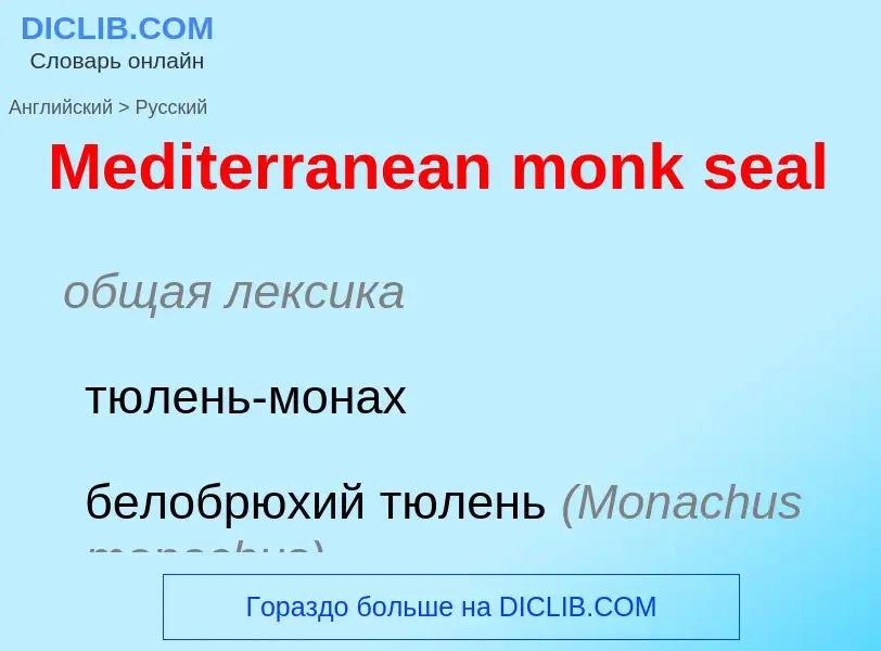 What is the Russian for Mediterranean monk seal? Translation of &#39Mediterranean monk seal&#39 to R