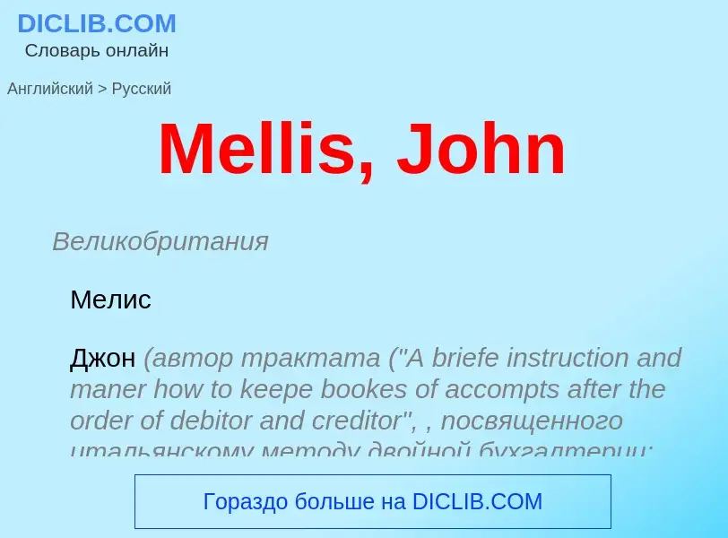 What is the Russian for Mellis, John? Translation of &#39Mellis, John&#39 to Russian