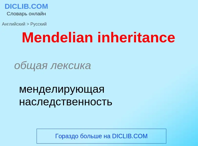 What is the Russian for Mendelian inheritance? Translation of &#39Mendelian inheritance&#39 to Russi