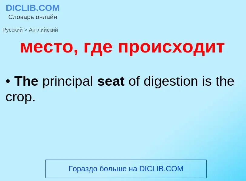 Как переводится место, где происходит на Английский язык