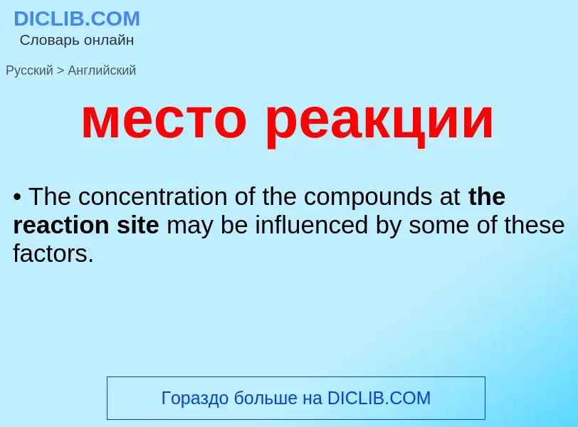 Как переводится место реакции на Английский язык