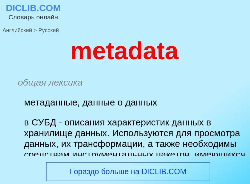 Vertaling van &#39metadata&#39 naar Russisch