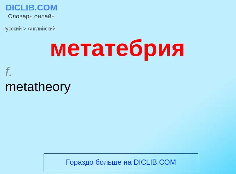 Как переводится метатебрия на Английский язык