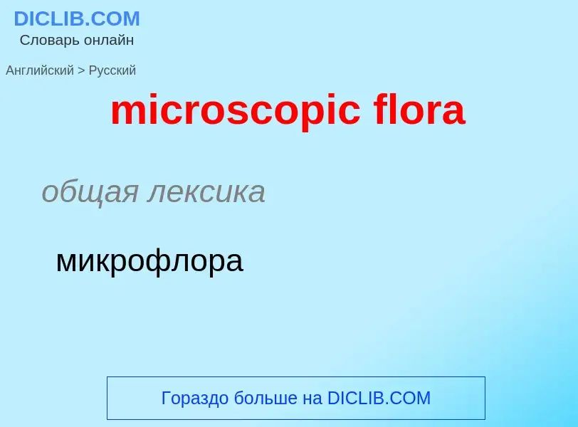 Como se diz microscopic flora em Russo? Tradução de &#39microscopic flora&#39 em Russo