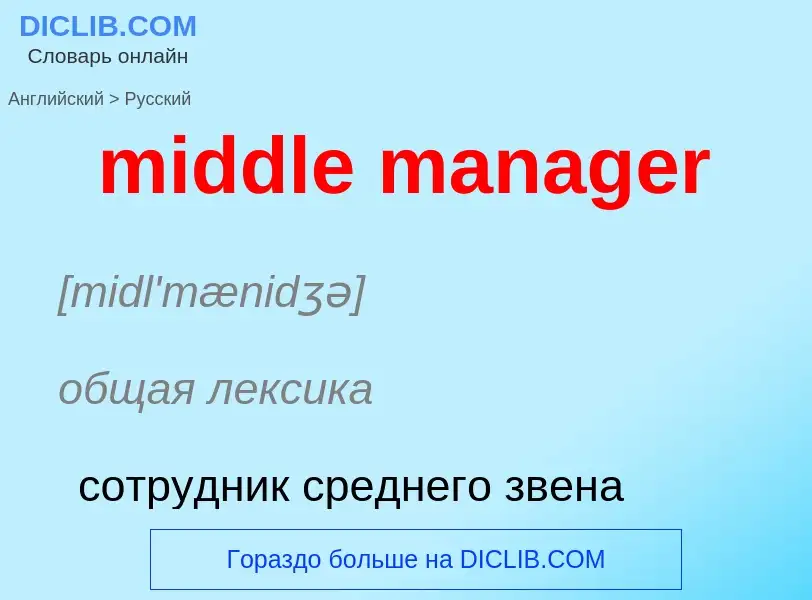 Как переводится middle manager на Русский язык