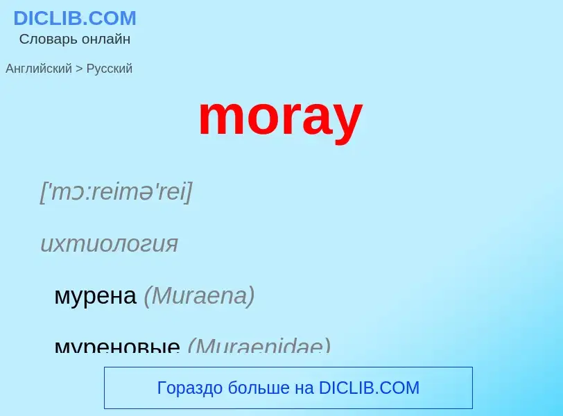 ¿Cómo se dice moray en Ruso? Traducción de &#39moray&#39 al Ruso