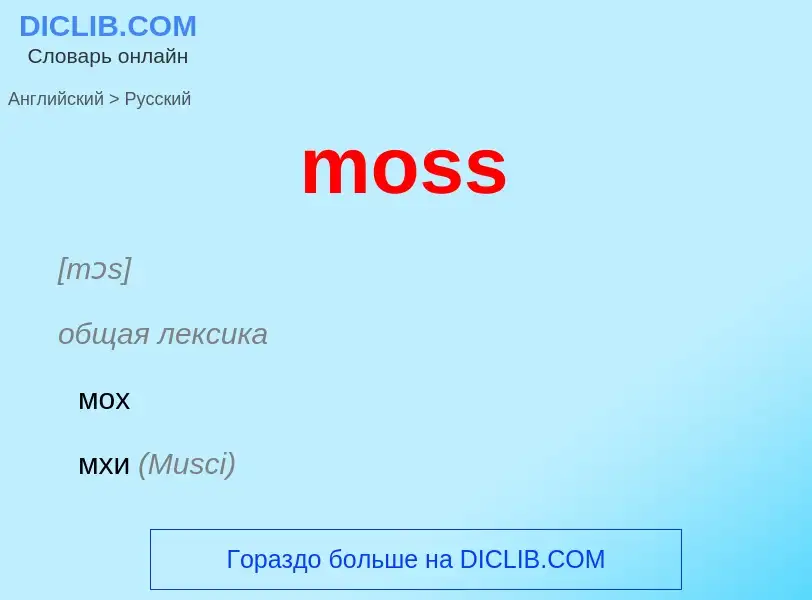 Como se diz moss em Russo? Tradução de &#39moss&#39 em Russo