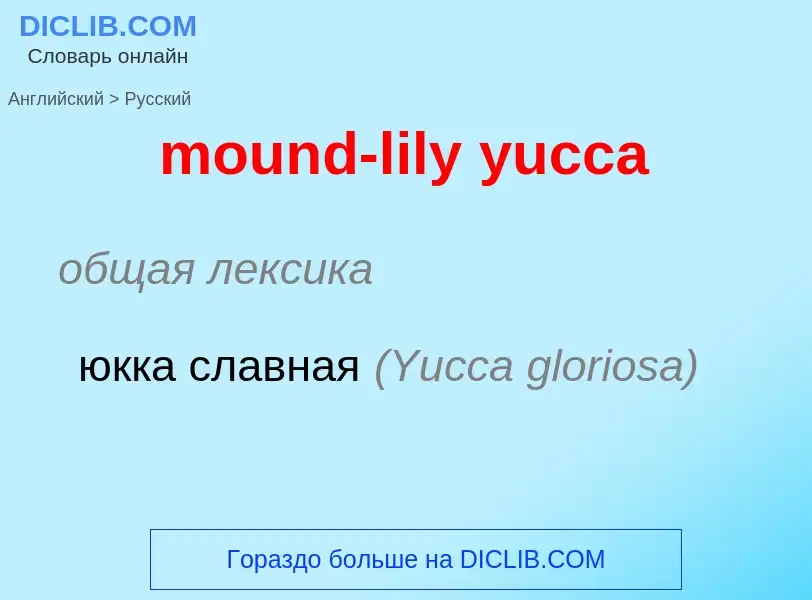 Como se diz mound-lily yucca em Russo? Tradução de &#39mound-lily yucca&#39 em Russo