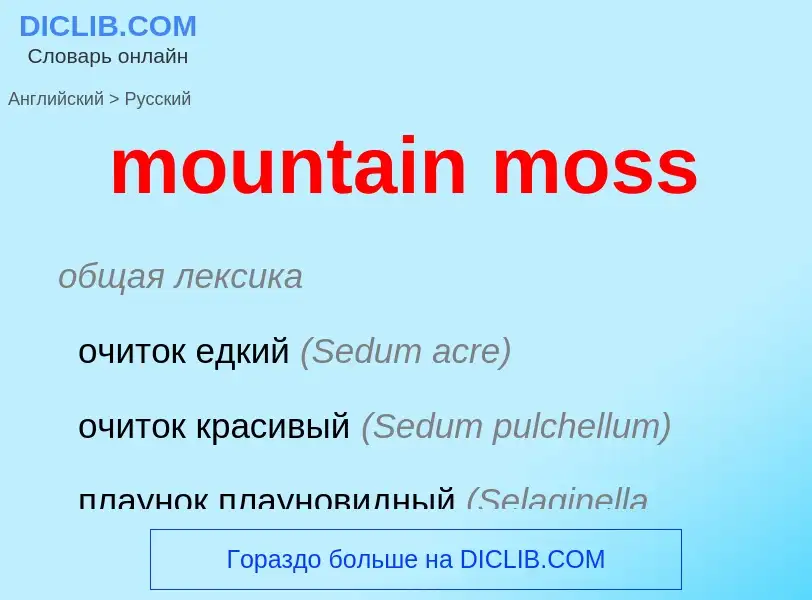 Как переводится mountain moss на Русский язык