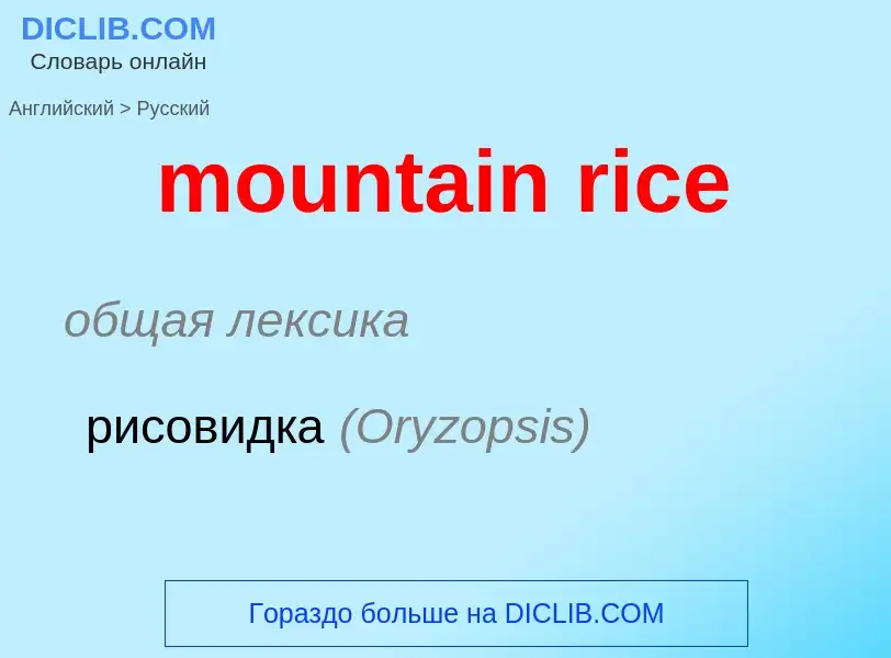 Как переводится mountain rice на Русский язык