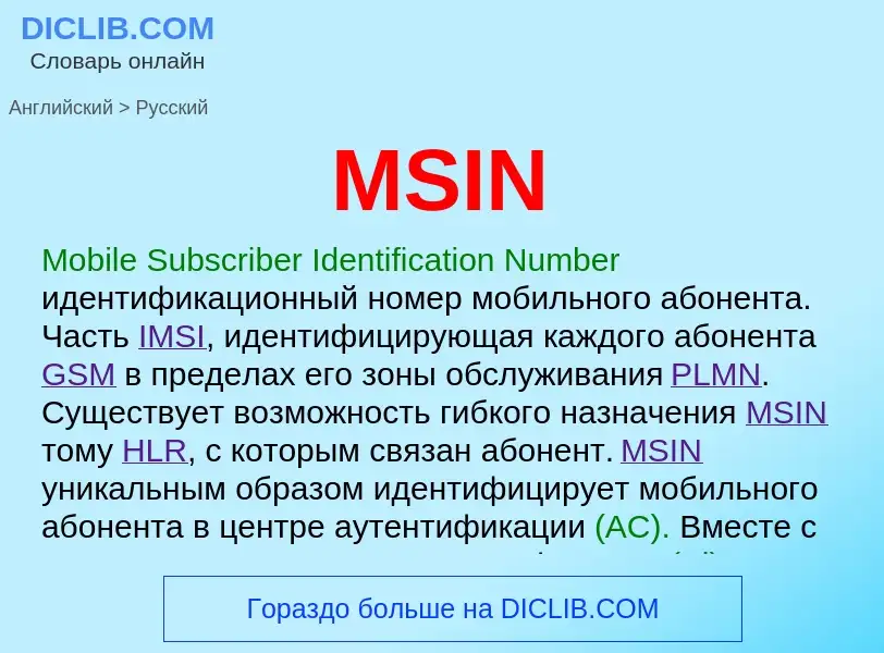 What is the Russian for MSIN? Translation of &#39MSIN&#39 to Russian