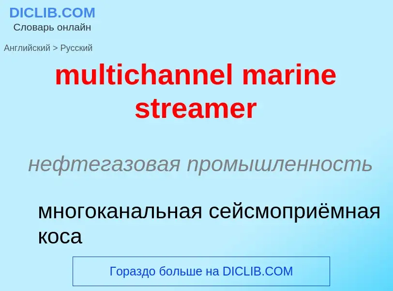 Como se diz multichannel marine streamer em Russo? Tradução de &#39multichannel marine streamer&#39 