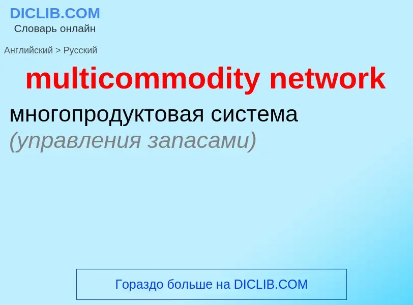 What is the Russian for multicommodity network? Translation of &#39multicommodity network&#39 to Rus