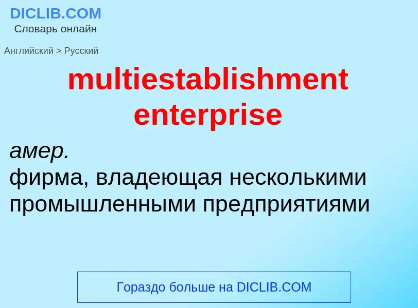 Как переводится multiestablishment enterprise на Русский язык