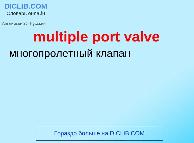 Как переводится multiple port valve на Русский язык