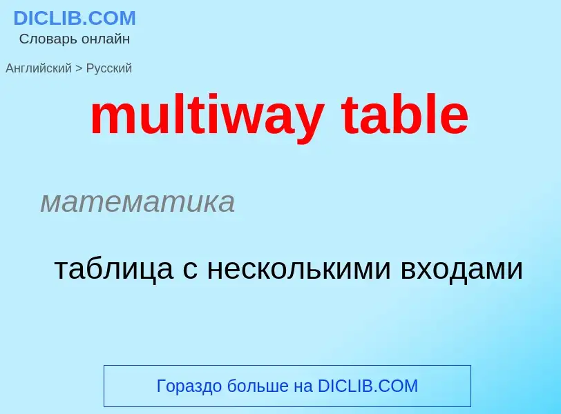 Как переводится multiway table на Русский язык