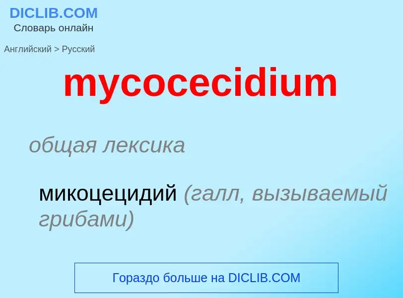 Como se diz mycocecidium em Russo? Tradução de &#39mycocecidium&#39 em Russo