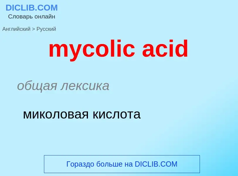 Как переводится mycolic acid на Русский язык