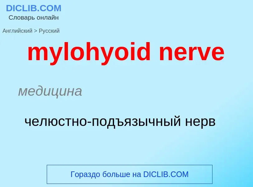 ¿Cómo se dice mylohyoid nerve en Ruso? Traducción de &#39mylohyoid nerve&#39 al Ruso