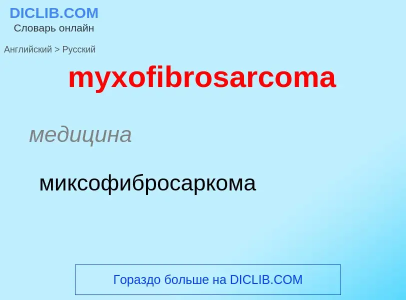 Como se diz myxofibrosarcoma em Russo? Tradução de &#39myxofibrosarcoma&#39 em Russo