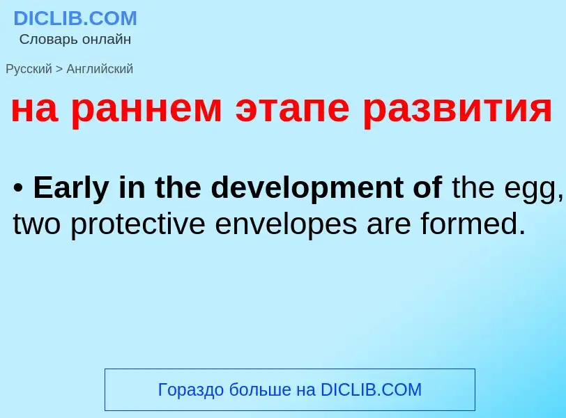 Μετάφραση του &#39на раннем этапе развития&#39 σε Αγγλικά