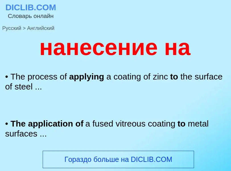 Μετάφραση του &#39нанесение на&#39 σε Αγγλικά