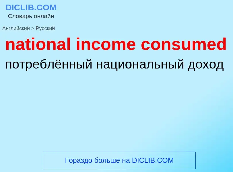 Как переводится national income consumed на Русский язык