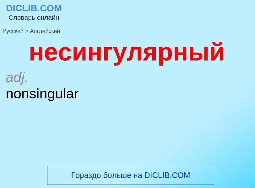 Как переводится несингулярный на Английский язык