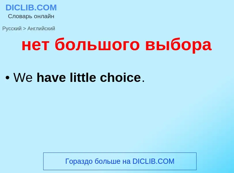 Как переводится нет большого выбора на Английский язык