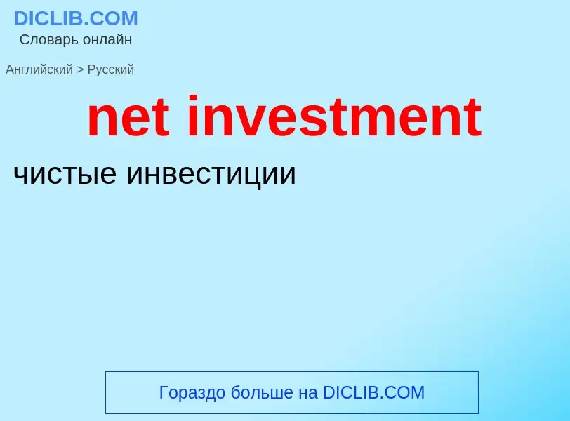 Как переводится net investment на Русский язык