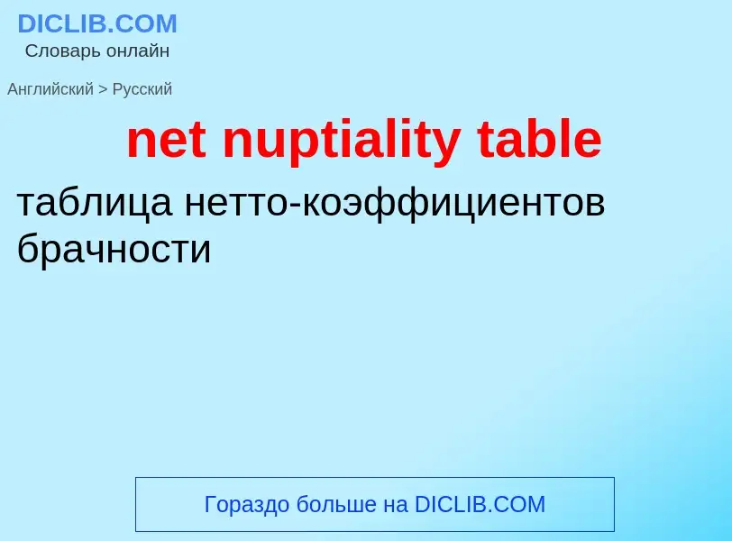 What is the Russian for net nuptiality table? Translation of &#39net nuptiality table&#39 to Russian